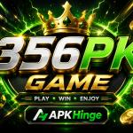 356PK Game logo with casino-themed graphics and APKHinge branding