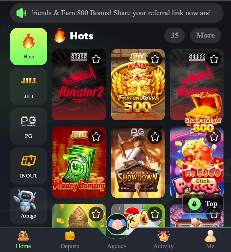 BBRS Game homepage showing game categories, featured titles and mobile navigation